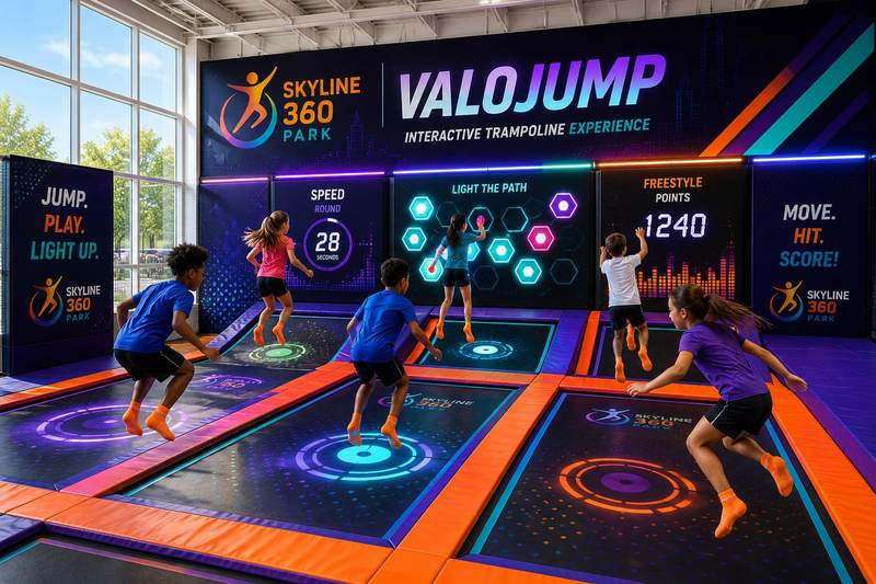 ValoJump interactive trampoline experience with light-up targets